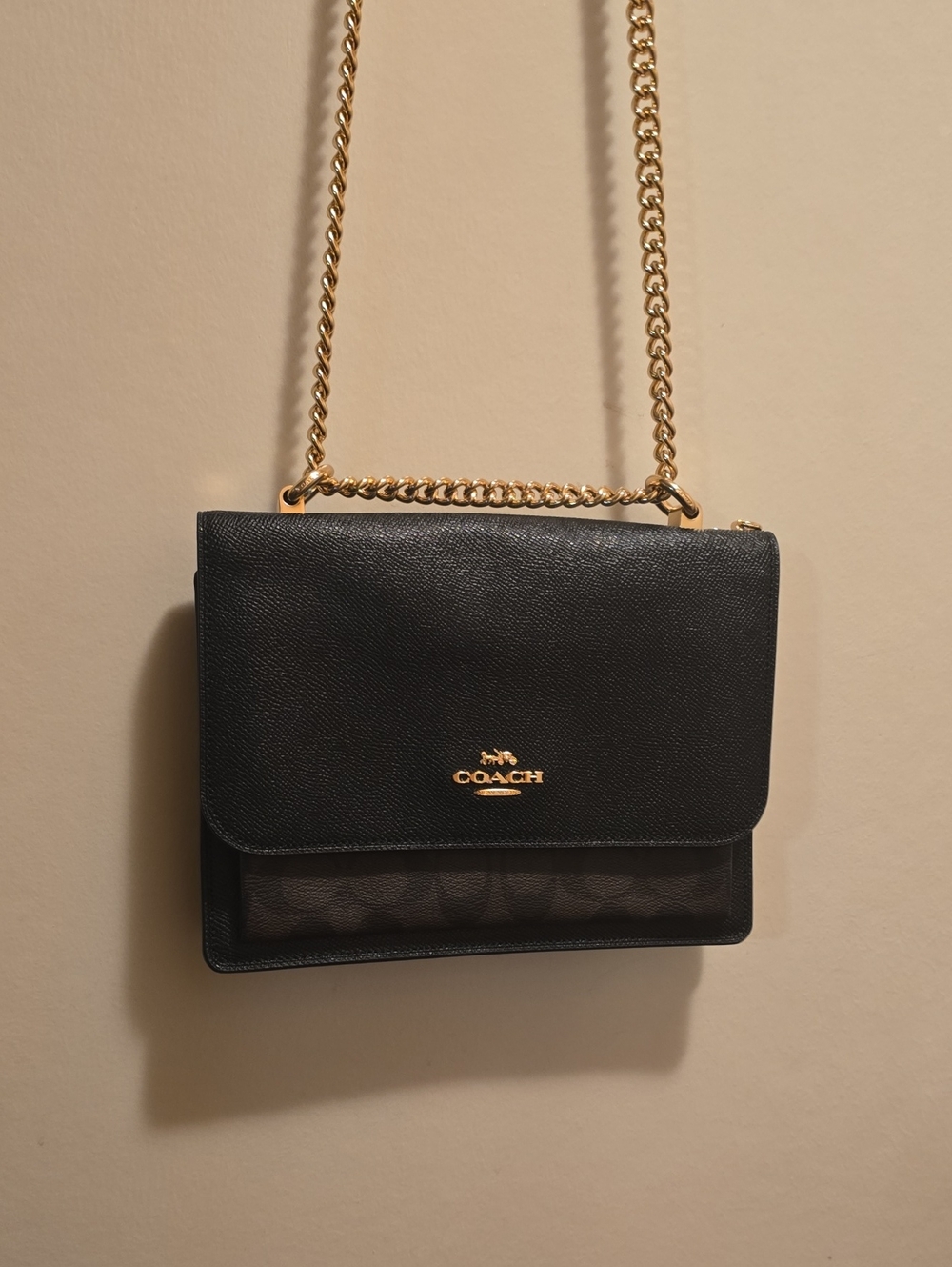 Coach Black Leather Chain Shoulder Bag